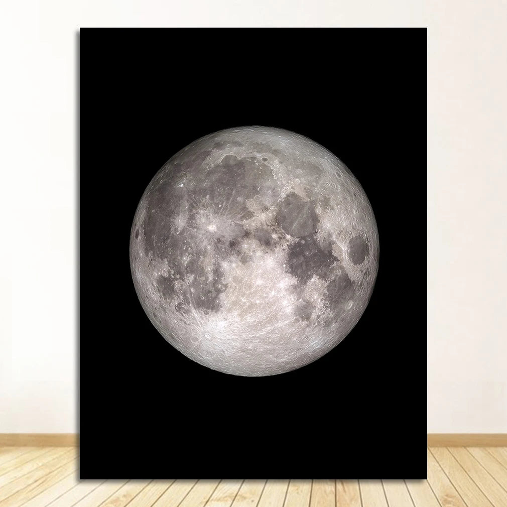 Abstract Moon Satellite Canvas Poster | Astronomy Wall Art Canvas Poster Print Peaceful Pleasures Health and Wellness 1504-04 40x50cm Unframed