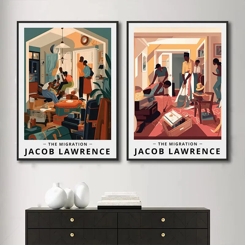 Minimalist Jacob-Lawrence The Migration African American Classic Exhibition Poster Canvas Painting Wall Pictures Home Decor Peaceful Pleasures Health and Wellness