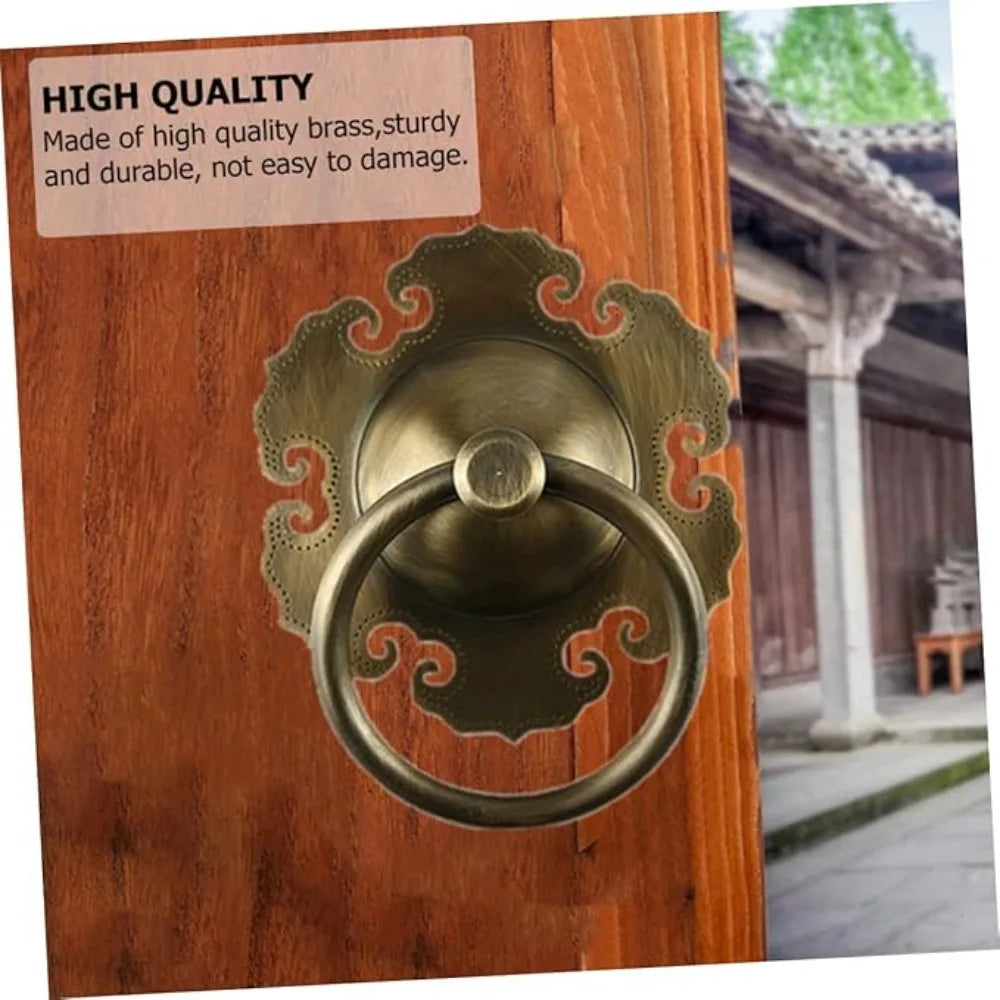 Antique Brass Cabinet Pull Ring Handle | Retro Drawer Door Knob