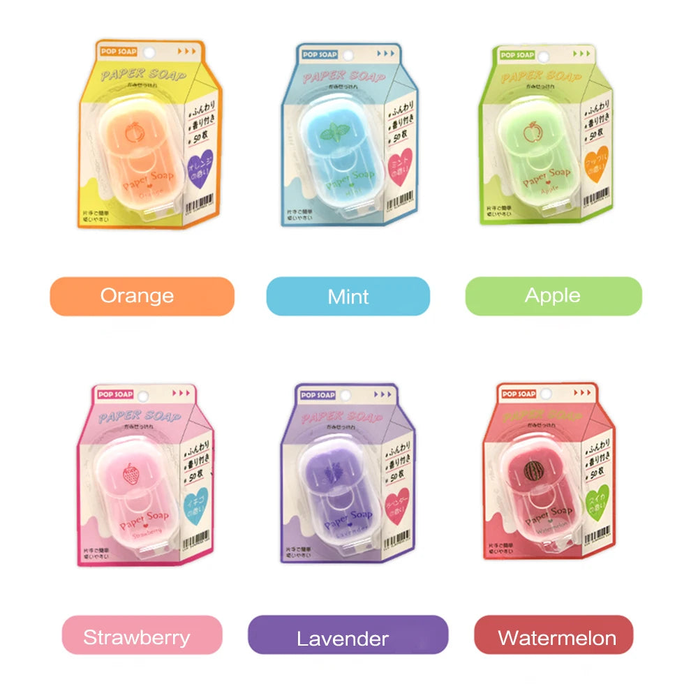 Portable Hand Soap Sheets for Travel | Dissolving Cleanser Wipes | Alcohol-Free | On-the-Go 50 sheets/box Peaceful Pleasures Health and Wellness 6 Flavors Mix