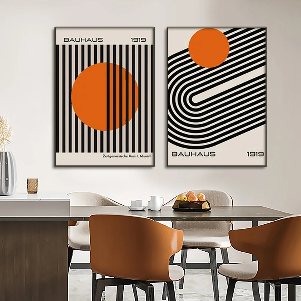 Mid Century Modern Bauhaus Geometric Canvas Wall Art Print