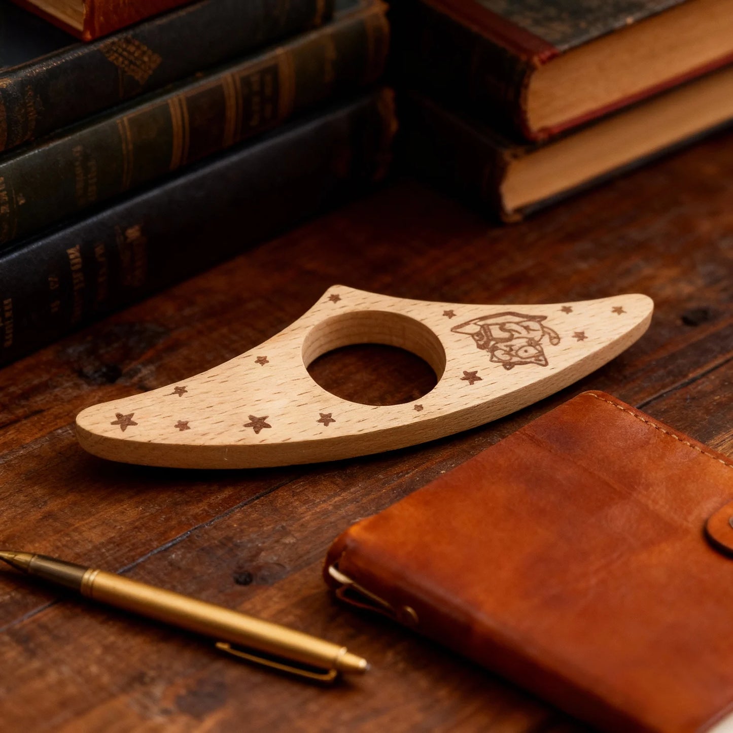 Wooden Thumb Bookmark – One-Hand Page Holder Clip for Books