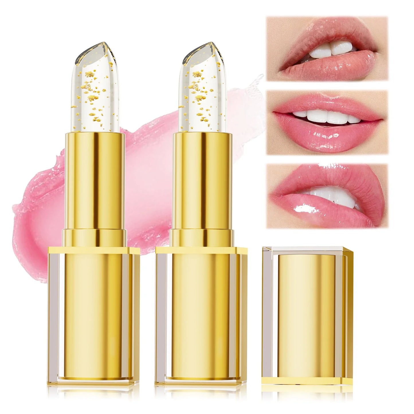 Hello Kiss PH Color-Changing Jelly Lip Balm | Gold Foil Lipstick