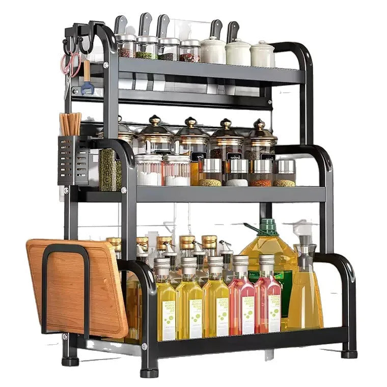 Modern Household Kitchen Spice Rack Countertop Storage Organizer Multifunctional Shelving Unit For Cooking Essentials Peaceful Pleasures Health and Wellness