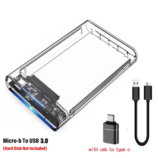 USB3.0 External HDD Case 5Gbps 2.5 Inch Transparent Hard Disk Case Hard Drive Enclosure SATA HDD SSD Storage Case for Laptop PC Peaceful Pleasures Health and Wellness