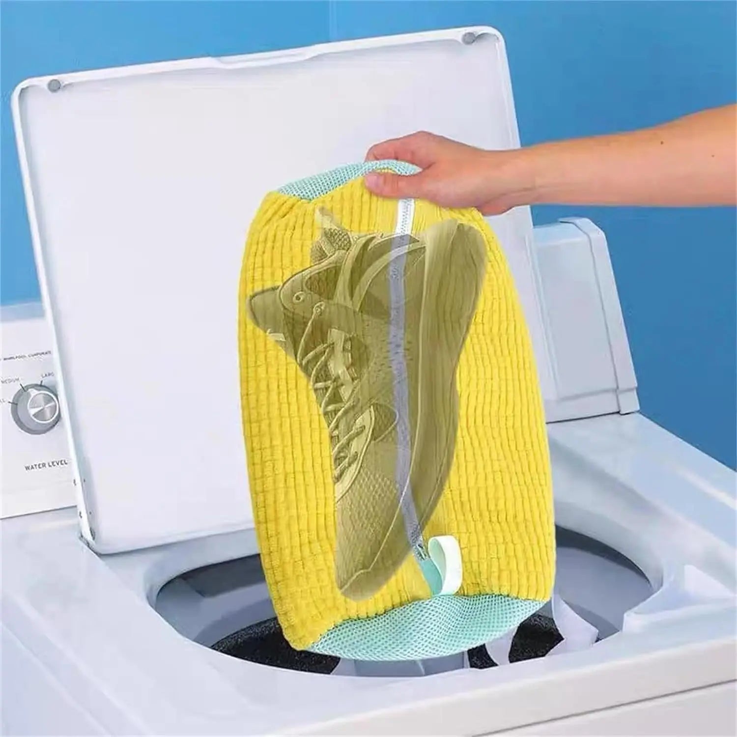 Washing Machine Shoe Bag Sneaker Laundry Protector Anti Deformation Mesh Bag Lazy Helper for Shoes Care with Zipper Closure Peaceful Pleasures Health and Wellness