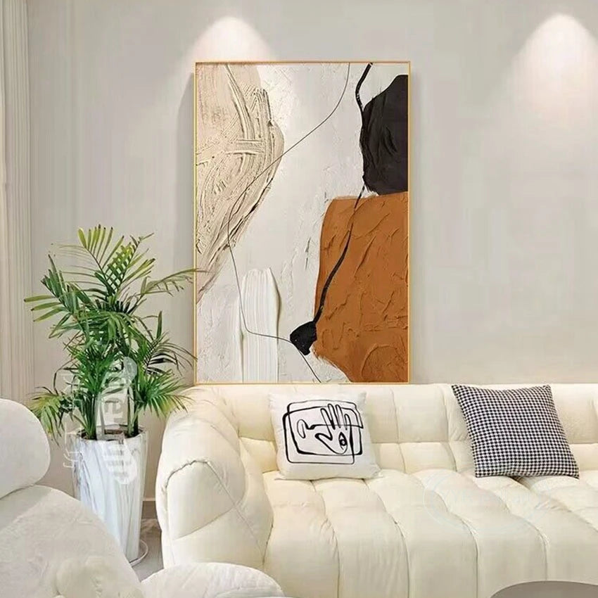 Nordic Modern Abstract Color Matching Thick Oil Handmade Oil Painting For Home Decoration Bedroom Dining Room Living Room Mural Peaceful Pleasures Health and Wellness