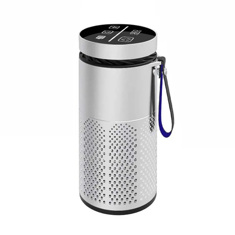 LED Touch Screen Mini Filter UVC Light Ionizer Negative Ion Portable Household Hotel Car Air Purifier Peaceful Pleasures Health and Wellness Sliver