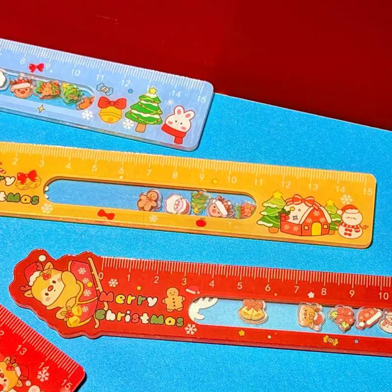 Christmas Cartoon Ruler – Santa & Snowman Holiday Stationery