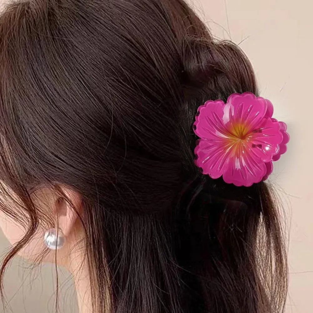 3-Pack Hibiscus Flower Hair Claw Clips – Gradient Summer Set