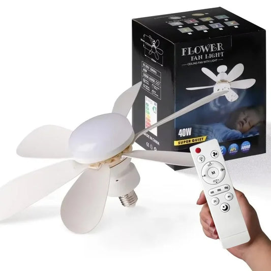E27 LED 30W Ceiling Fan Light with Remote | Dimmable 3-Speed Ceiling Fan Light Peaceful Pleasures Health and Wellness WHITE 350W