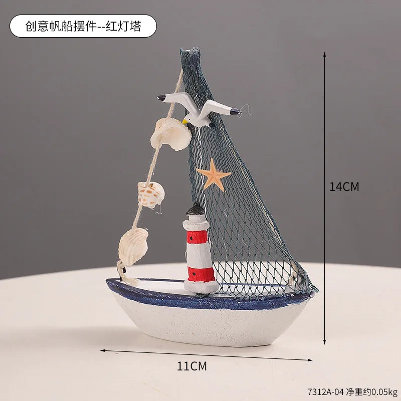 Sailboat Craft Ornament Online Store Photography Prop Cake Decoration Creative Home Mini Sailboat Figurine Desk Decoration decor Peaceful Pleasures Health and Wellness 7312A-04