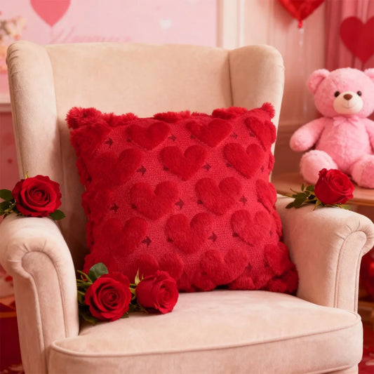 Heart Embroidery Pillow Cover 45x45cm | Soft Sofa Cushion Case Decorative Pillow Cover Oasis Select Style E