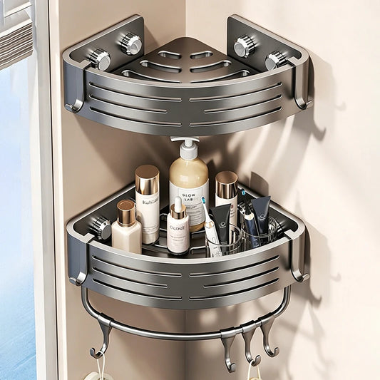 No-Drill Suction Cup Corner Shelf | Bathroom Storage Organizer Bathroom Corner Shelf Peaceful Pleasures Health and Wellness