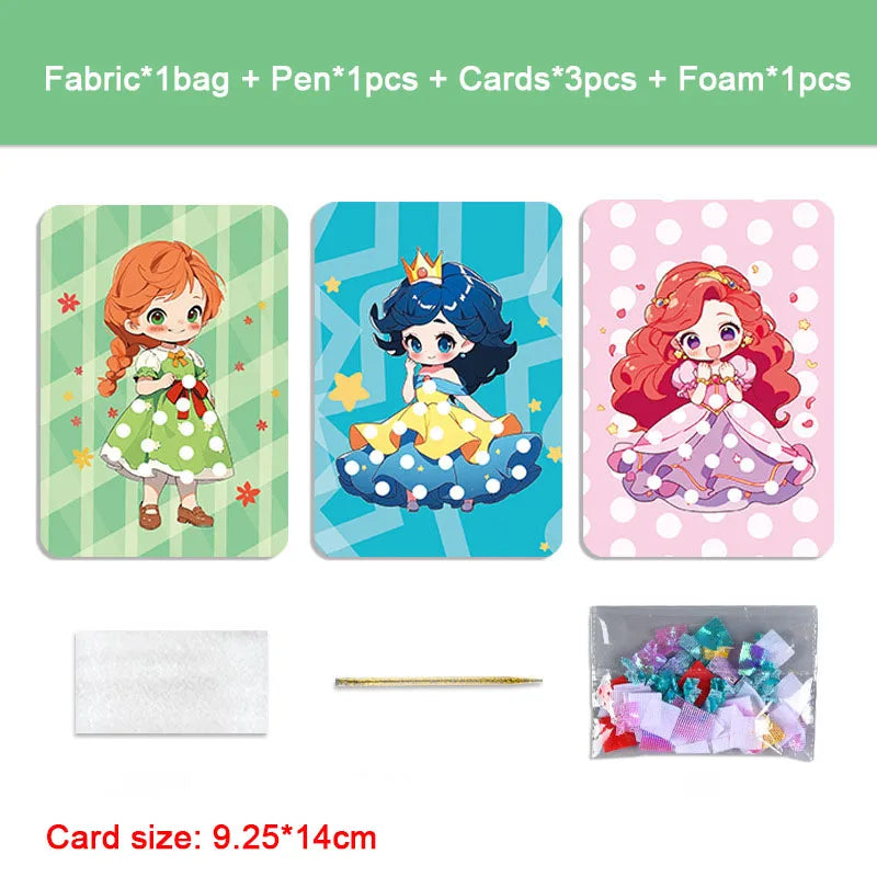 Creative Princess Puzzle Puncture Painting Board Pens Fabric Craft