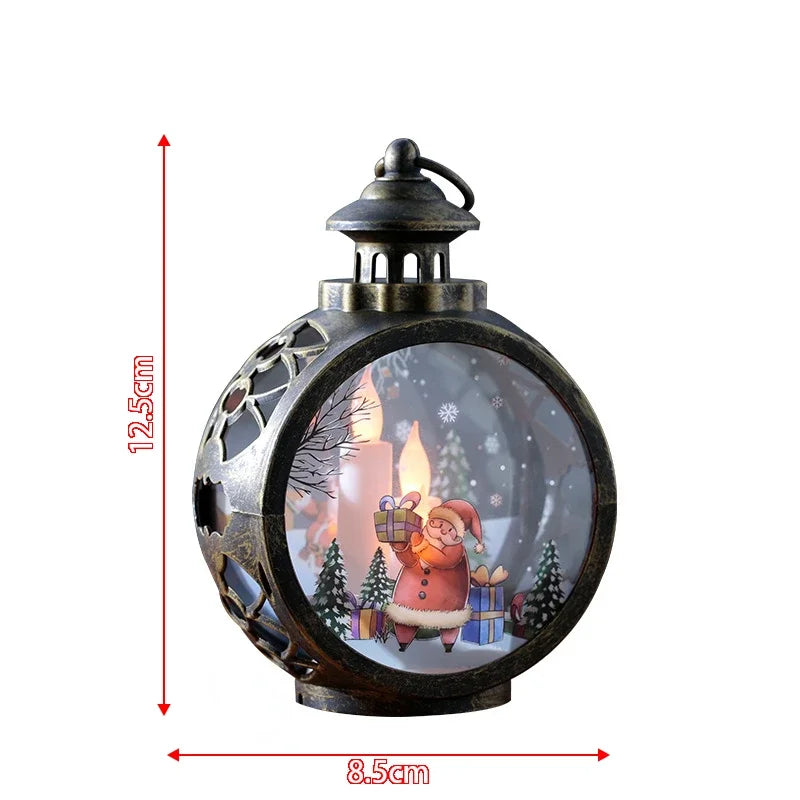 Santa Claus & Snowman Retro Night Light Decoration Hanging LED Lights Luminous Gift Christmas Decorations for Window Display Peaceful Pleasures Health and Wellness