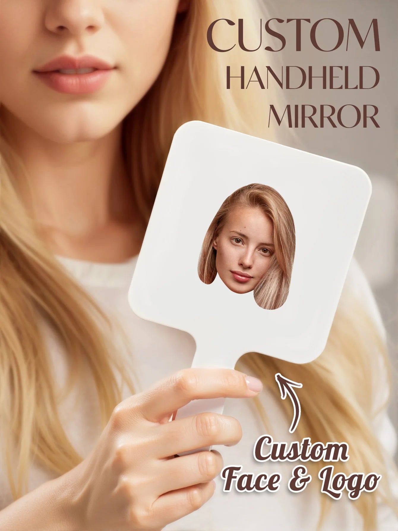 Custom Mirror Custom with Text Photo or Logo Handheld Makeup Mirror Personalized Compact Mirror for Daily Use Travel Office Peaceful Pleasures Health and Wellness