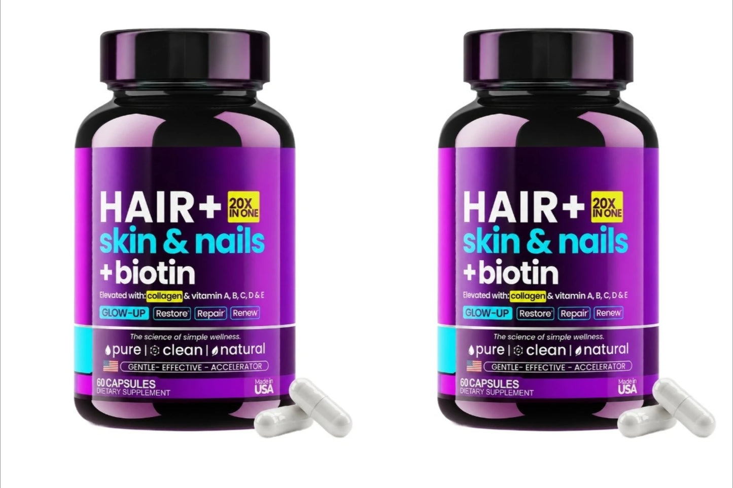 Hair Skin Nails Formula | Biotin 10000mcg, Collagen & Hyaluronic Acid