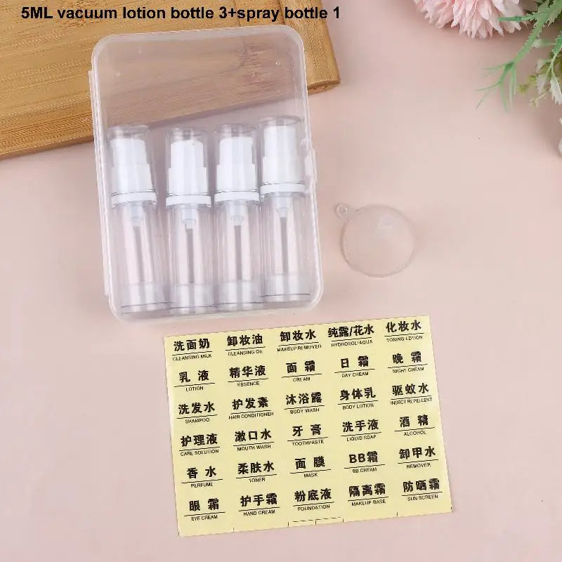 Airless Pump Bottle Set 5ml 10ml 15ml – Refillable Travel Containers