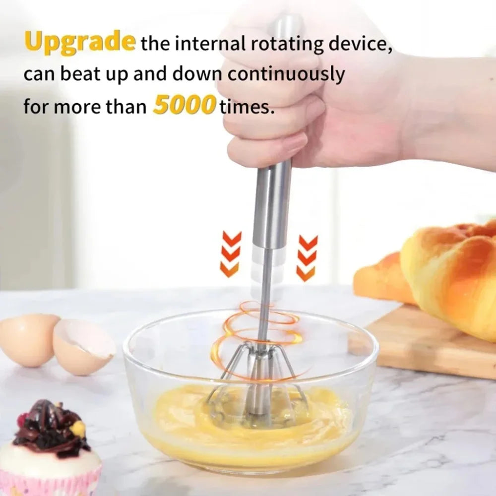 Semi-Automatic Stainless Steel Hand Whisk & Egg Beater