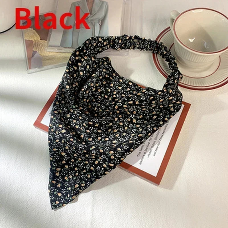 Floral Kerchief Headwear Wrist Head Wrap Scarf Triangular Headscarf