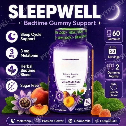 Sleep Gummies – Melatonin 3mg, Chamomile & Lemon Balm | 60ct Sleep Supplement Gummies Peaceful Pleasures Health and Wellness