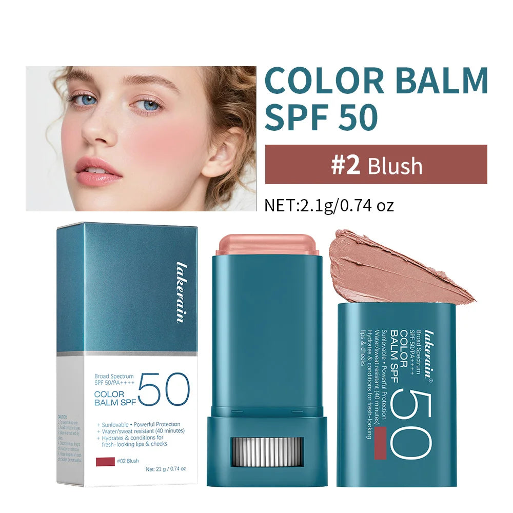 Lip & Cheek Color Balm SPF 50 Mineral Broad Spectrum Sun Protection Water Sweat Resistant Hydrating Long Lasting Buildable Blush Peaceful Pleasures Health and Wellness 02 Blush