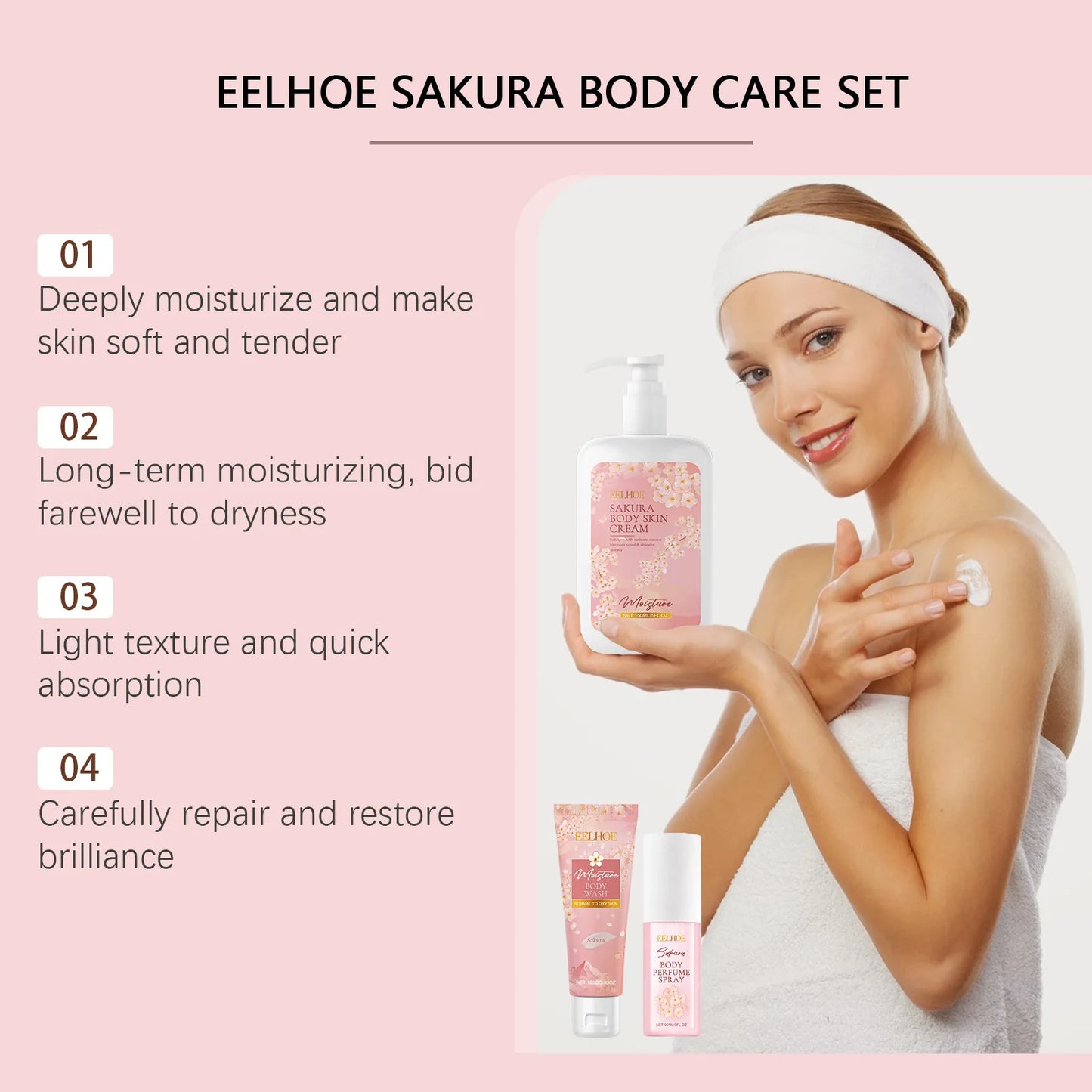 EELHOE Sakura Flower Skin Care Set - Lasting Moisturizer Peaceful Pleasures Health and Wellness