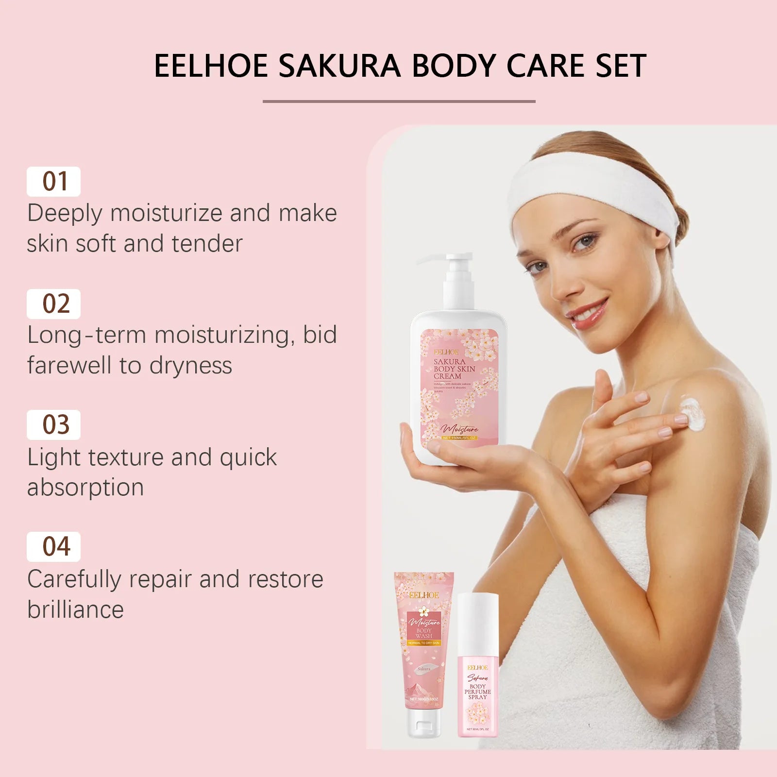 EELHOE Sakura Flower Skin Care Set - Lasting Moisturizer Peaceful Pleasures Health and Wellness