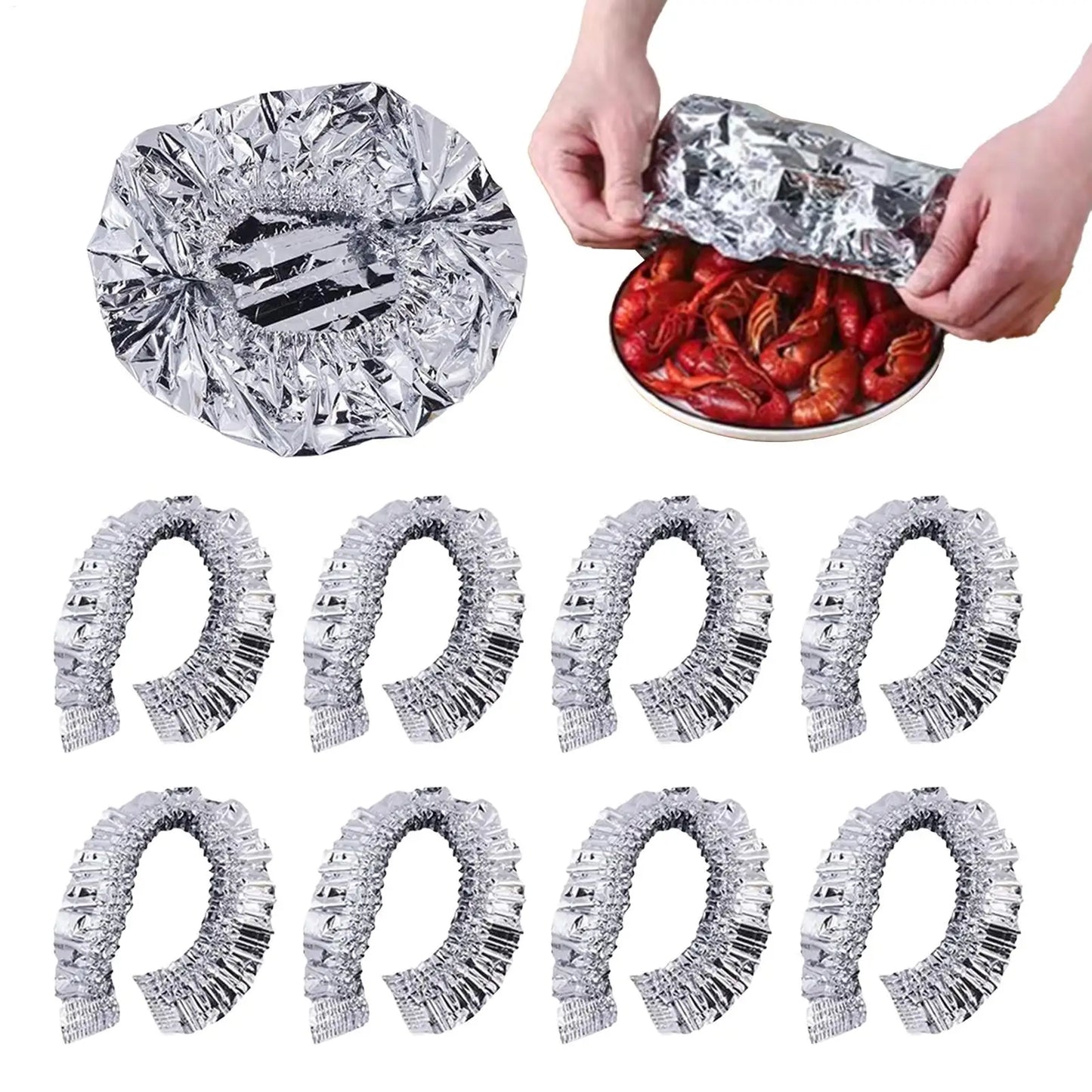10-Pack Reusable Aluminum Foil Bowl Covers – Elastic Lids Foil Bowl Covers Peaceful Pleasures Health and Wellness
