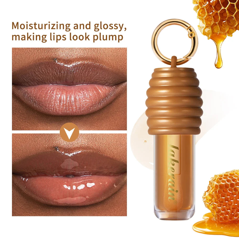 Lip Honey Lip Oil Plumper Lip Balm Hydration Not Sticky Long Lasting Moisturized Smooth Nourishing Bag Clip Ring Cosmetics Peaceful Pleasures Health and Wellness