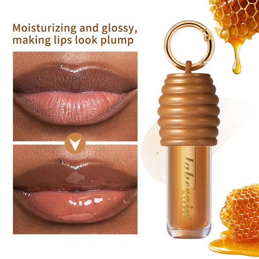Lip Gloss Plumper Oil Balm Hydration Long Lasting Moisturizing Smooth Nourishing Bag Clip Ring Cosmetics Not Sticky Honey Peaceful Pleasures Health and Wellness