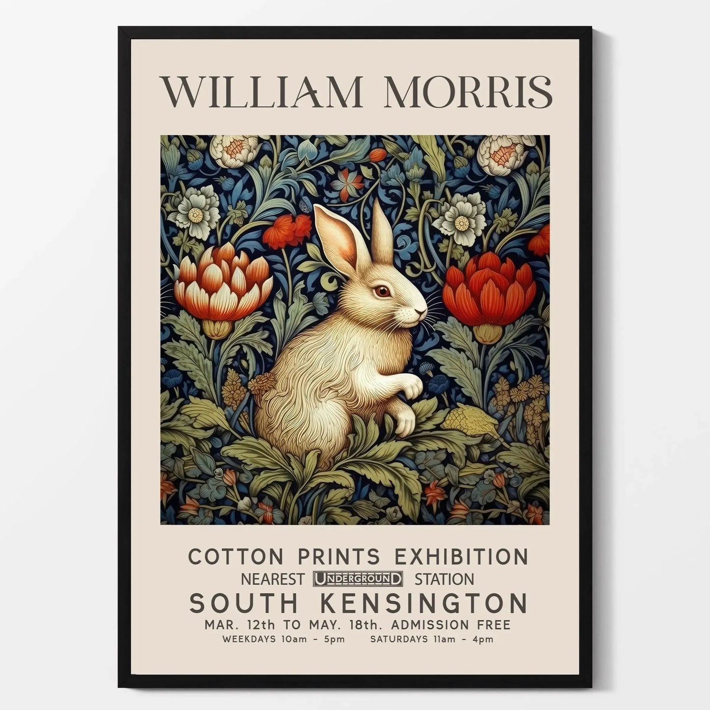 William Morris Canvas Wall Art – Fox Owl Peacock Botanical Print