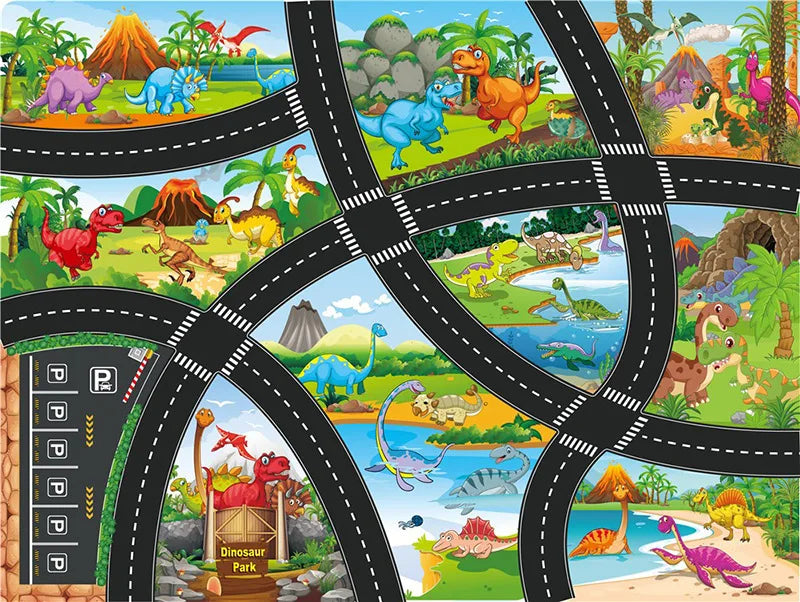 Large City Road Map DIY Scene Signs Car Parking Lot Game Children