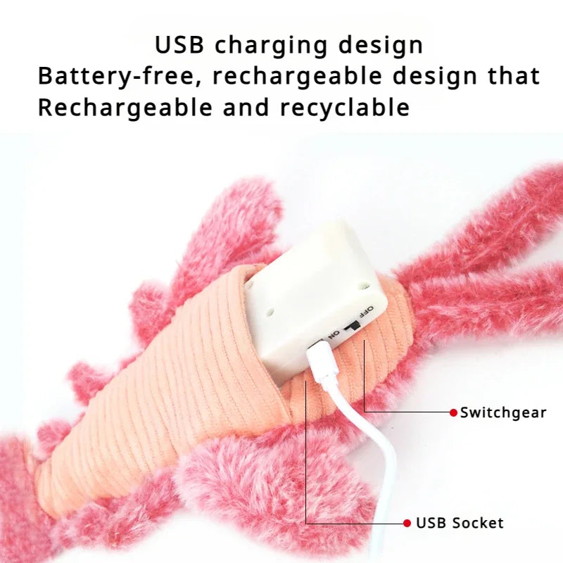 Electric Jumping Shrimp Cat Toy | USB Rechargeable Plush Pet Toy