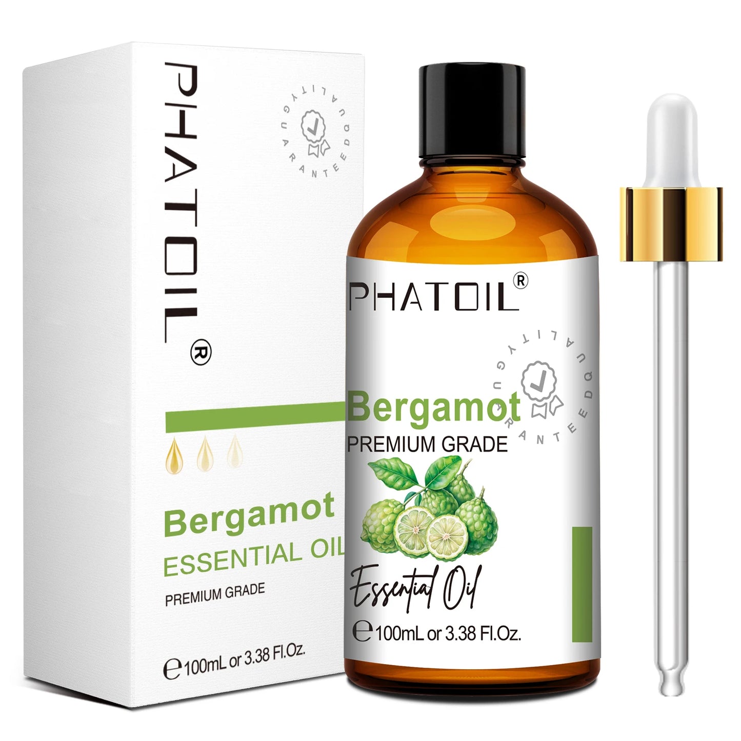 PHATOIL 100ml Pure Essential Oil For Diffuser,Candle Making-Lavender Sandalwood Eucalyptus Peppermint Cinnamon Vanilla Oils Peaceful Pleasures Health and Wellness Bergamot 100ml