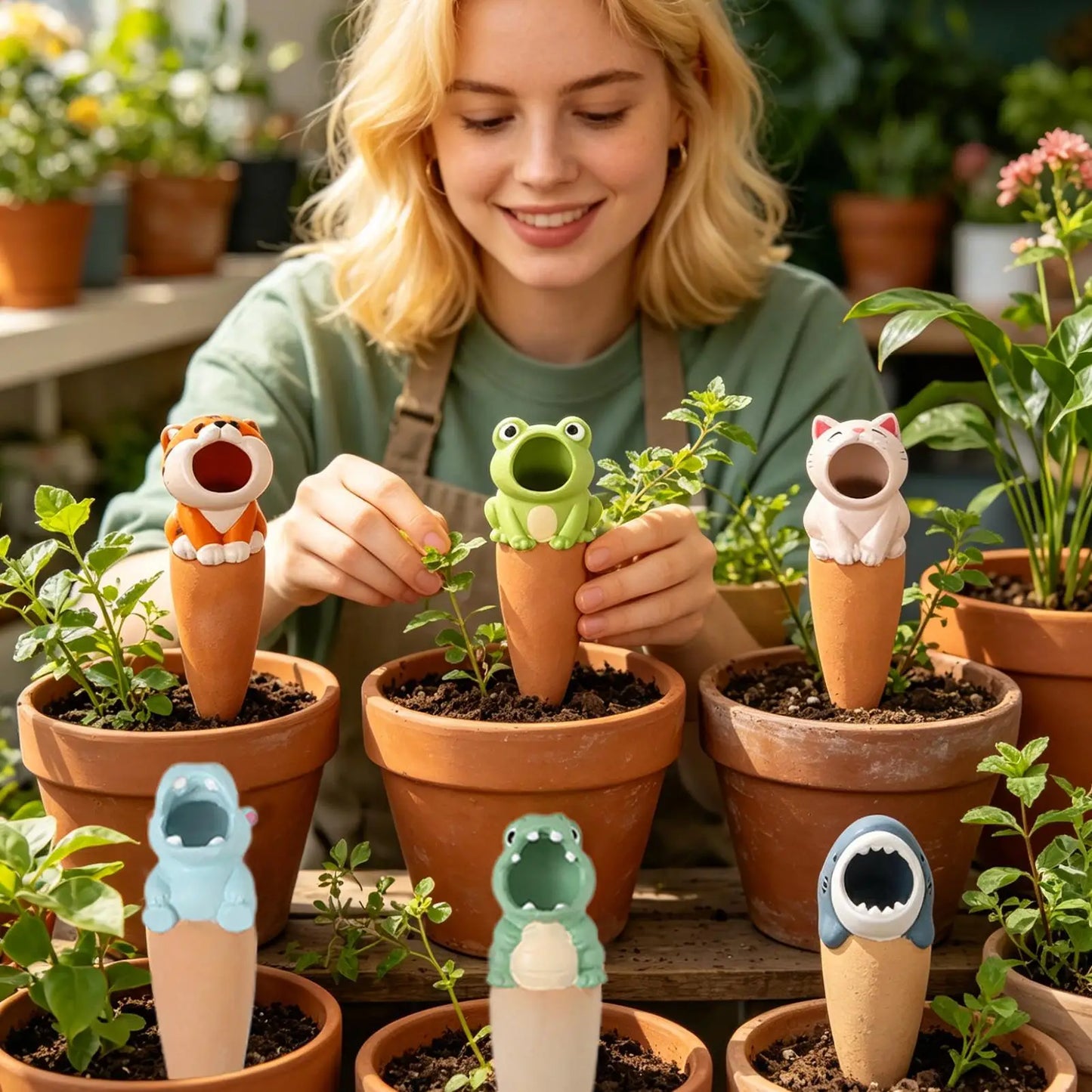 Plant Watering Globes 6 Pieces Slow Release Animal Shape Terracotta Waterer Plant Self Watering Globes For Outdoor Indoor Home Peaceful Pleasures Health and Wellness