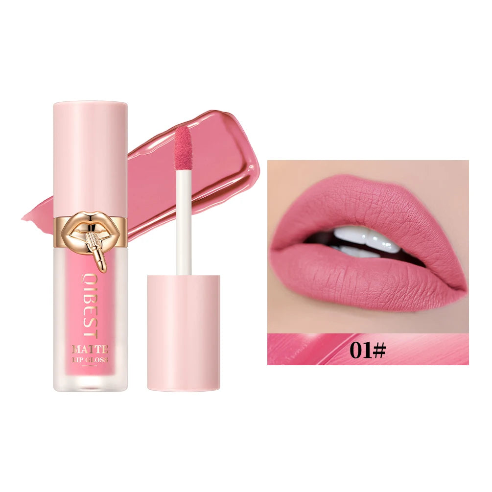 QIBEST Matte Liquid Lipstick Waterproof Silky Lip Gloss Non-Stick Cup Lipgloss Purple Red Nude Lip Tint Durable Makeup For Women Peaceful Pleasures Health and Wellness 01