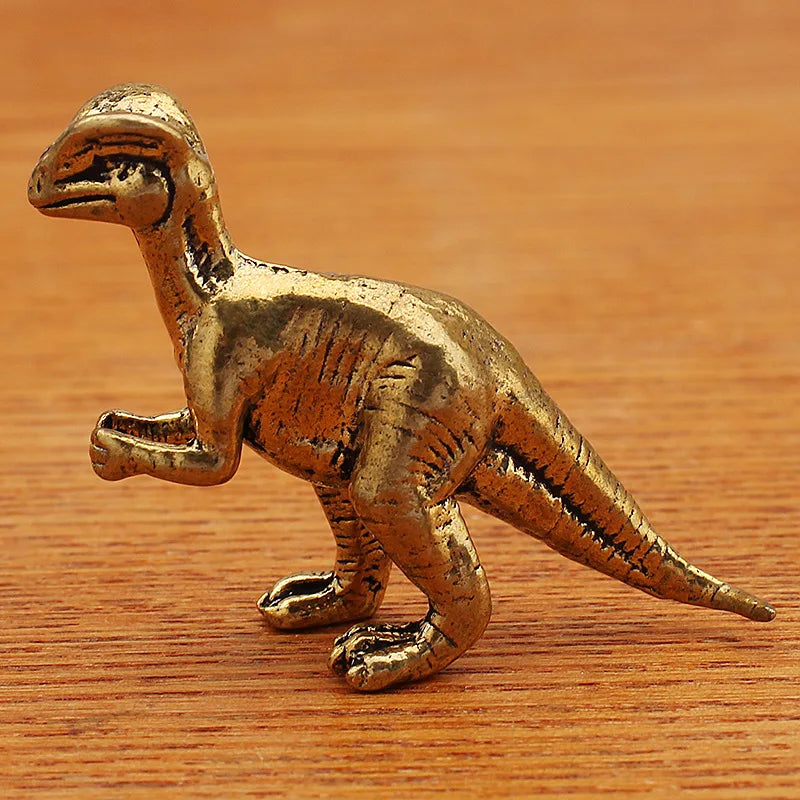 1PCS Solid Brass Jurassic Dinosaur Small Statue Miniatures Copper Dinosaur Ornaments Office Desktop Ornaments Tea Pet Crafts Peaceful Pleasures Health and Wellness