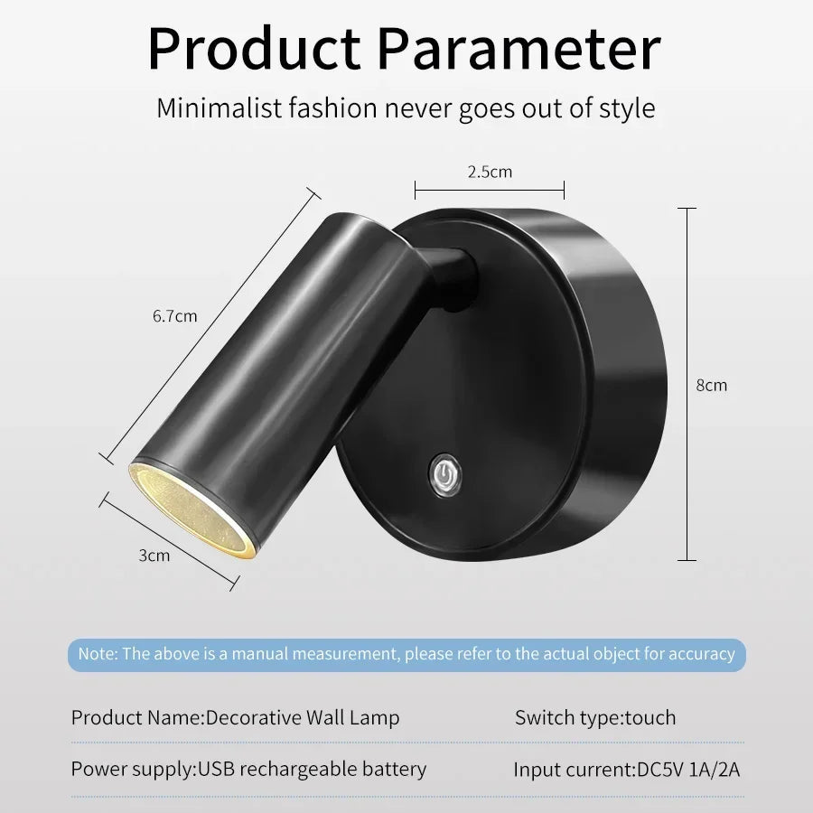 Wireless Magnetic LED Wall Spotlight – Dimmable & Rechargeable