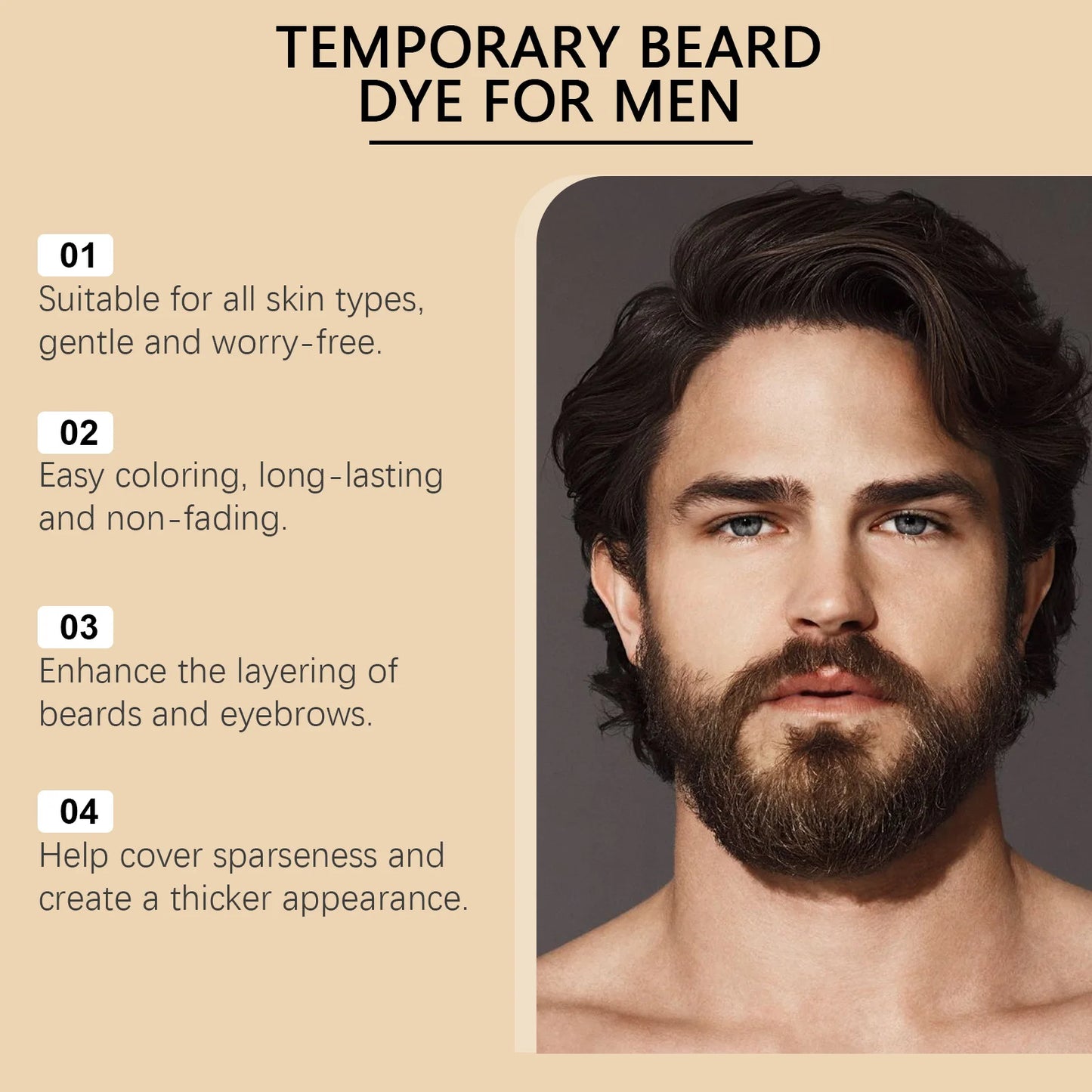 East Moon Men's Beard Dye – Long-Lasting, Gentle Color Formula