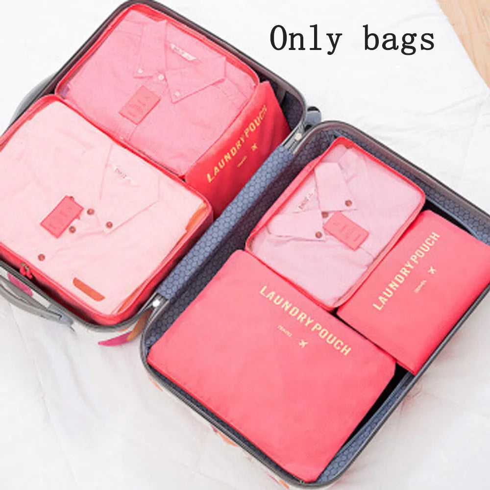 6-Piece Travel Storage & Laundry Bags Set | Clothes Organizer Travel Organizer Bags Peaceful Pleasures Health and Wellness 6PCS Red