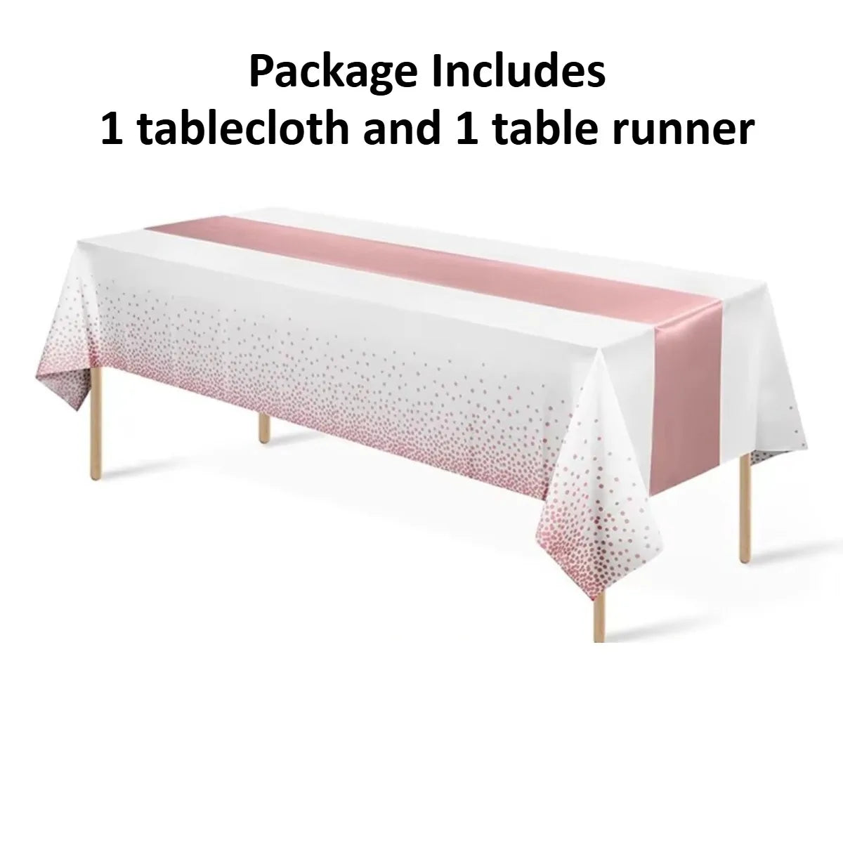 Polka Dot Tablecloth & Satin Table Runner Set for Parties