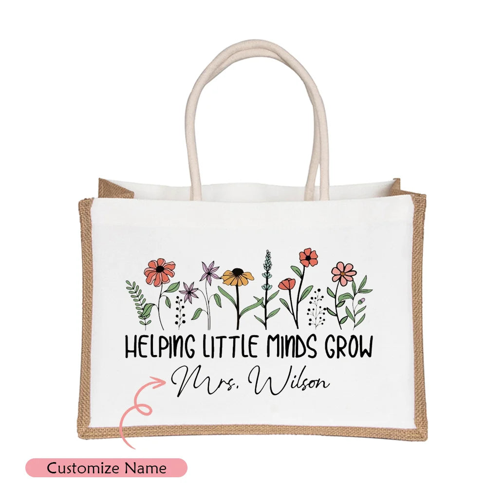 Personalized Floral Canvas Tote Bag – Teacher Appreciation Gift