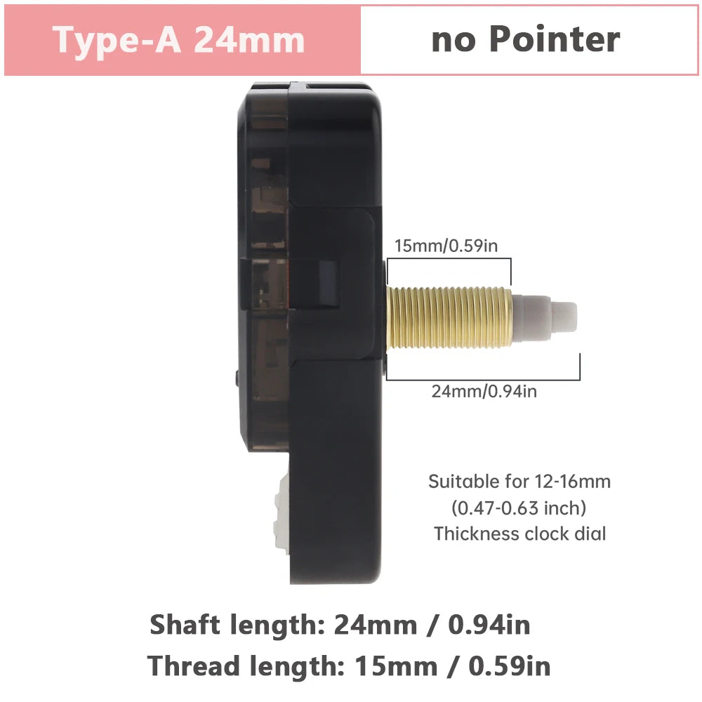 Wall Clock Mechanism Silent Quartz Movement Machine Wall Hands Silent Sweeping Second Movement with Pointer DIY, Repair Tools Peaceful Pleasures Health and Wellness Tpye-A 23mm China Mainland