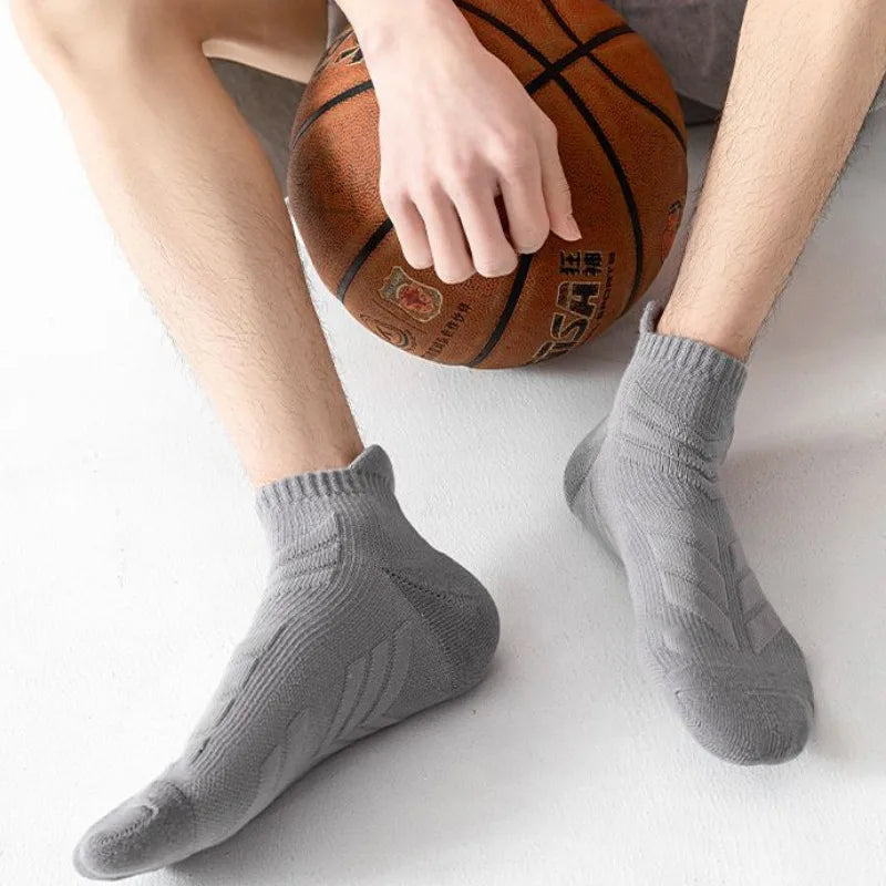 5 Pairs Men's Outdoor Ankle Socks, Shock-Absorbing And Anti Slip Sports Socks, Sweat Absorbing And Breathable Towel Bottom Socks Peaceful Pleasures Health and Wellness