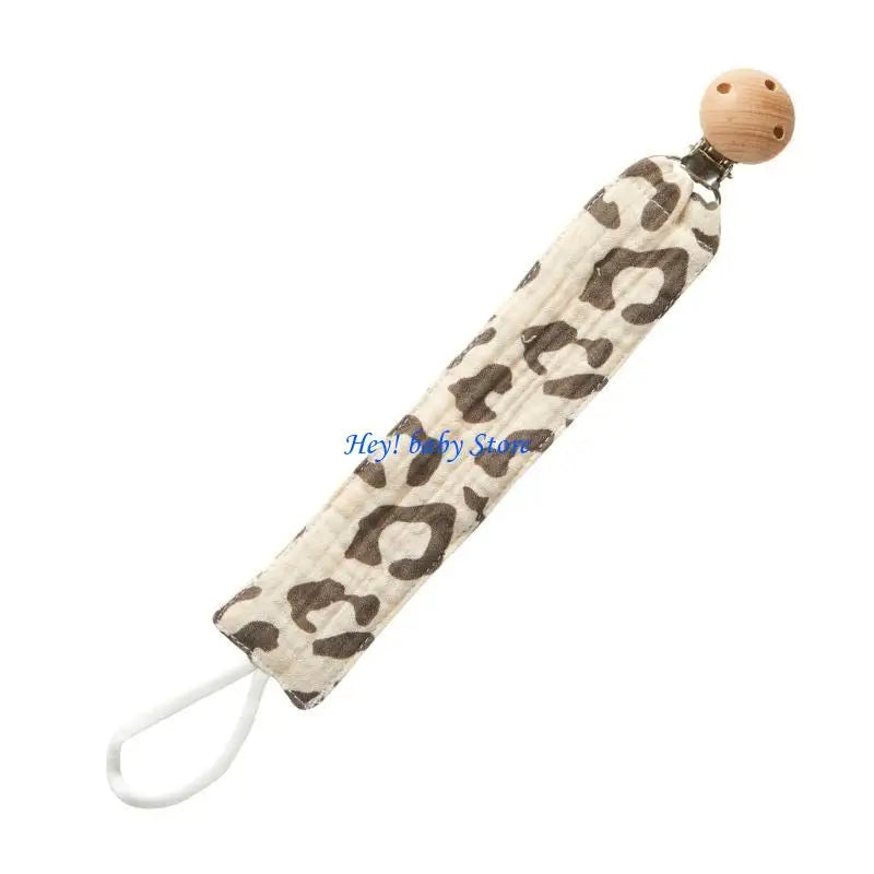 Baby Pacifier Clip Chain | Cotton & Wood Holder for Newborns