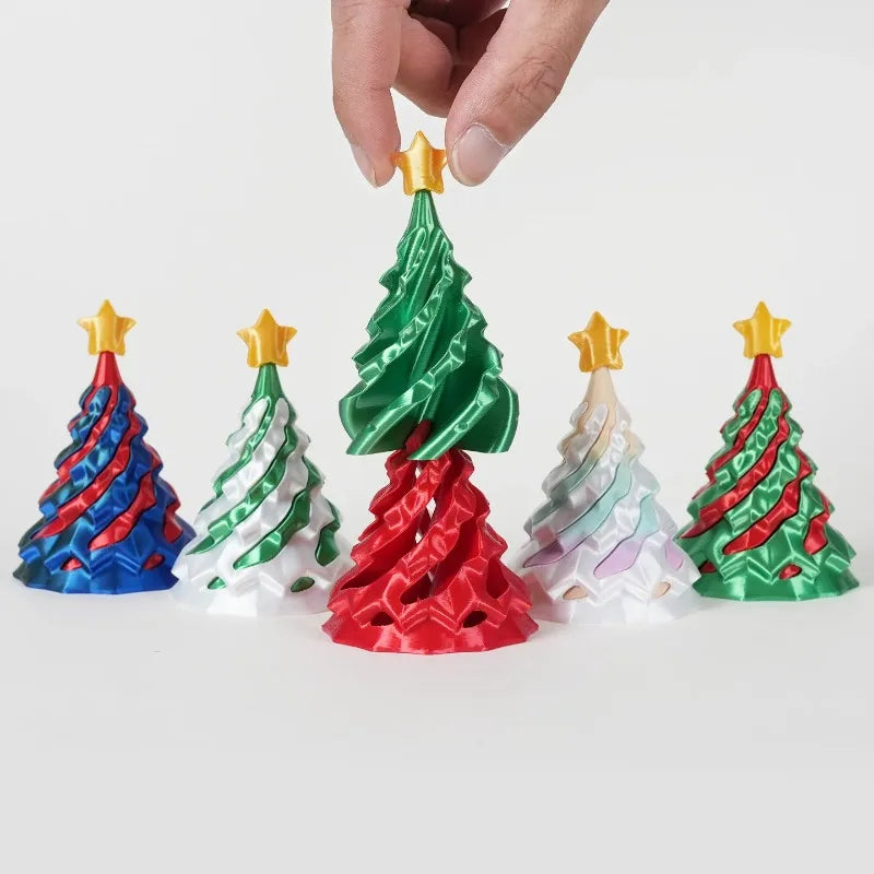 3D Printed Spiral Christmas Tree Fidget Toy | Dual-Color Swirl