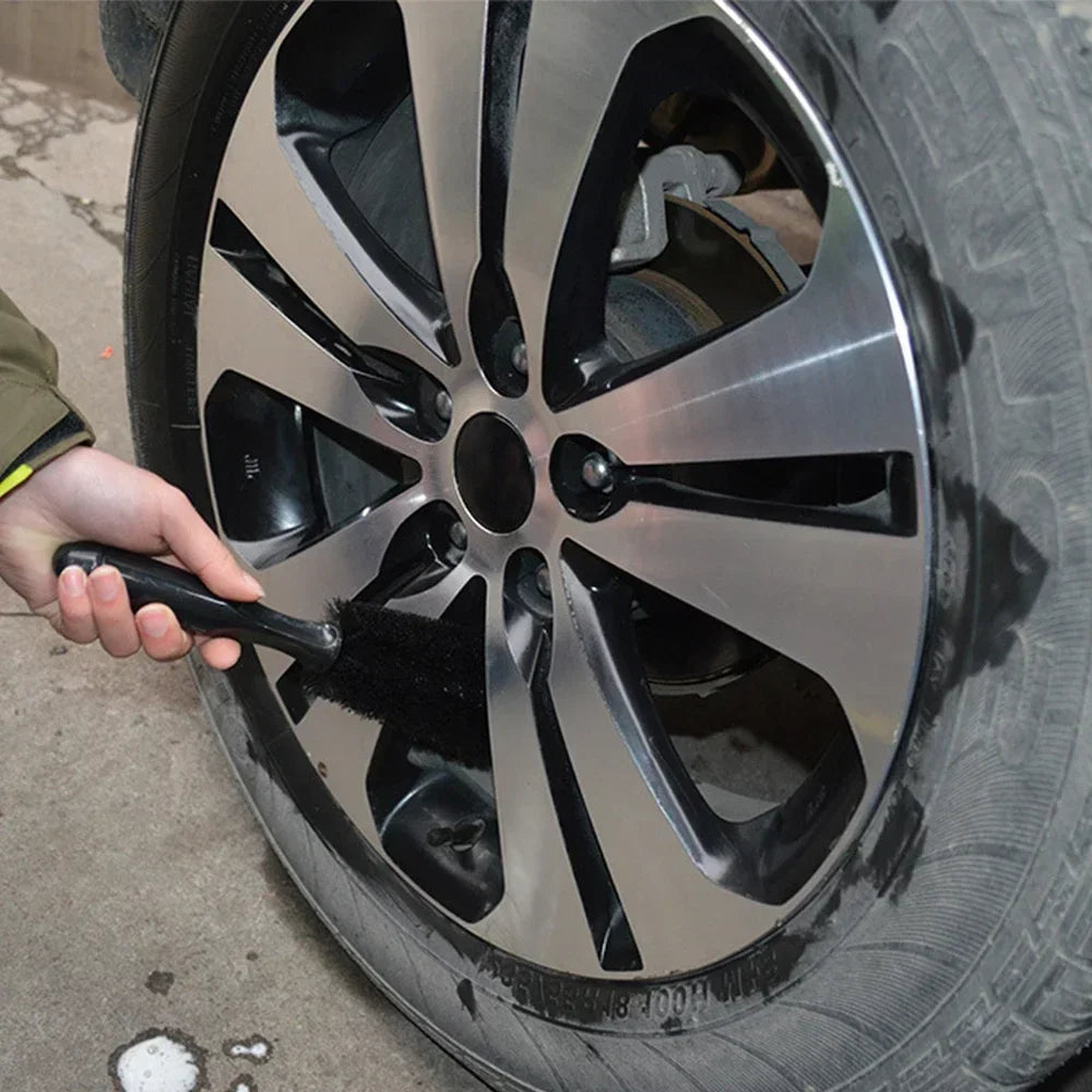 Car Wheel Brush Tire Cleaning Brushes Tools Car Rim Scrubber Cleaner Duster Handle Motorcycle Truck Wheels Car Detailing Brush Peaceful Pleasures Health and Wellness