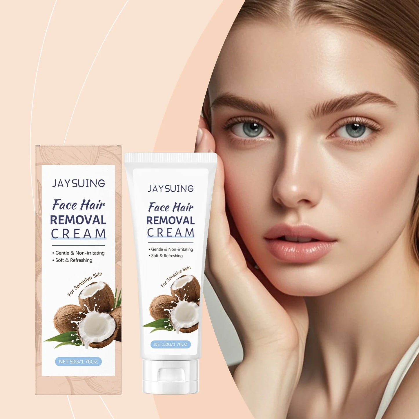 Jaysuing Coconut Facial Hair Removal Cream – 50g | Hyaluronic Acid